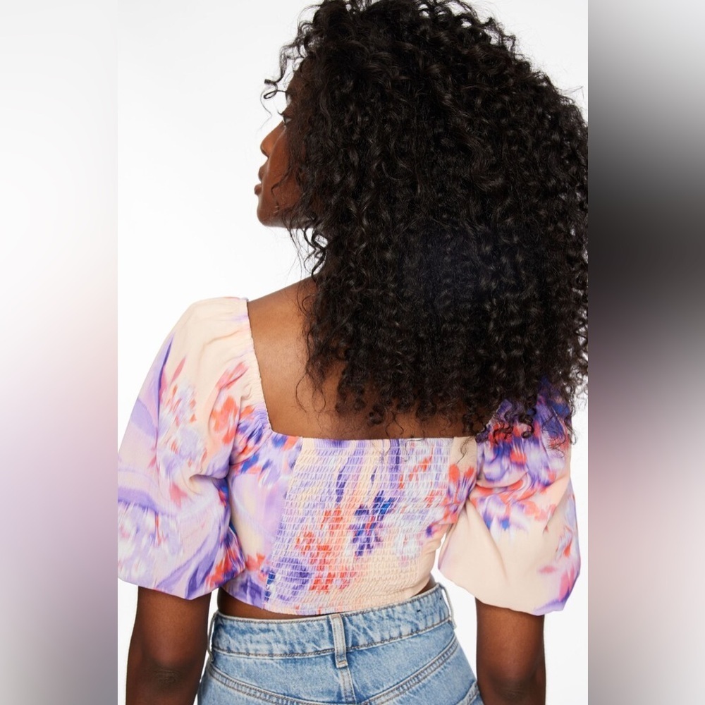 NWT Dynamite Cropped Puff Sleeve Top - Women’s XXS - Picture 4 of 11